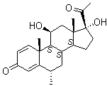 CAS # 6870-94-6, 11beta,17alpha-Dihydroxy-6alpha-methylpregna-1,4-diene-3,20-dione, NSC 125051